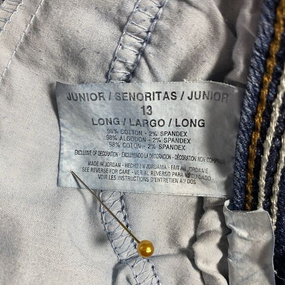 LEI Sophia Jeans Low Rise Hipster Flare Bootcut Dark Denim Y2K Womens Jr 13 Long - Picture 4 of 10